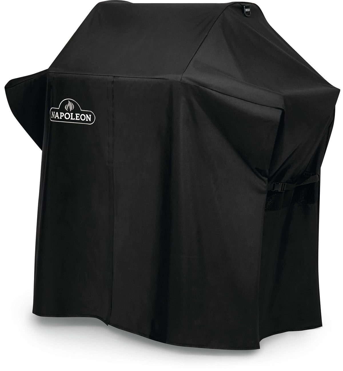 Napoleon grill cover adjustable-buckles closeup highlights durable material and water resistance.