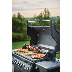 Napoleon Grill Light with adjustable clamp on a barbecue handle fits most grills.