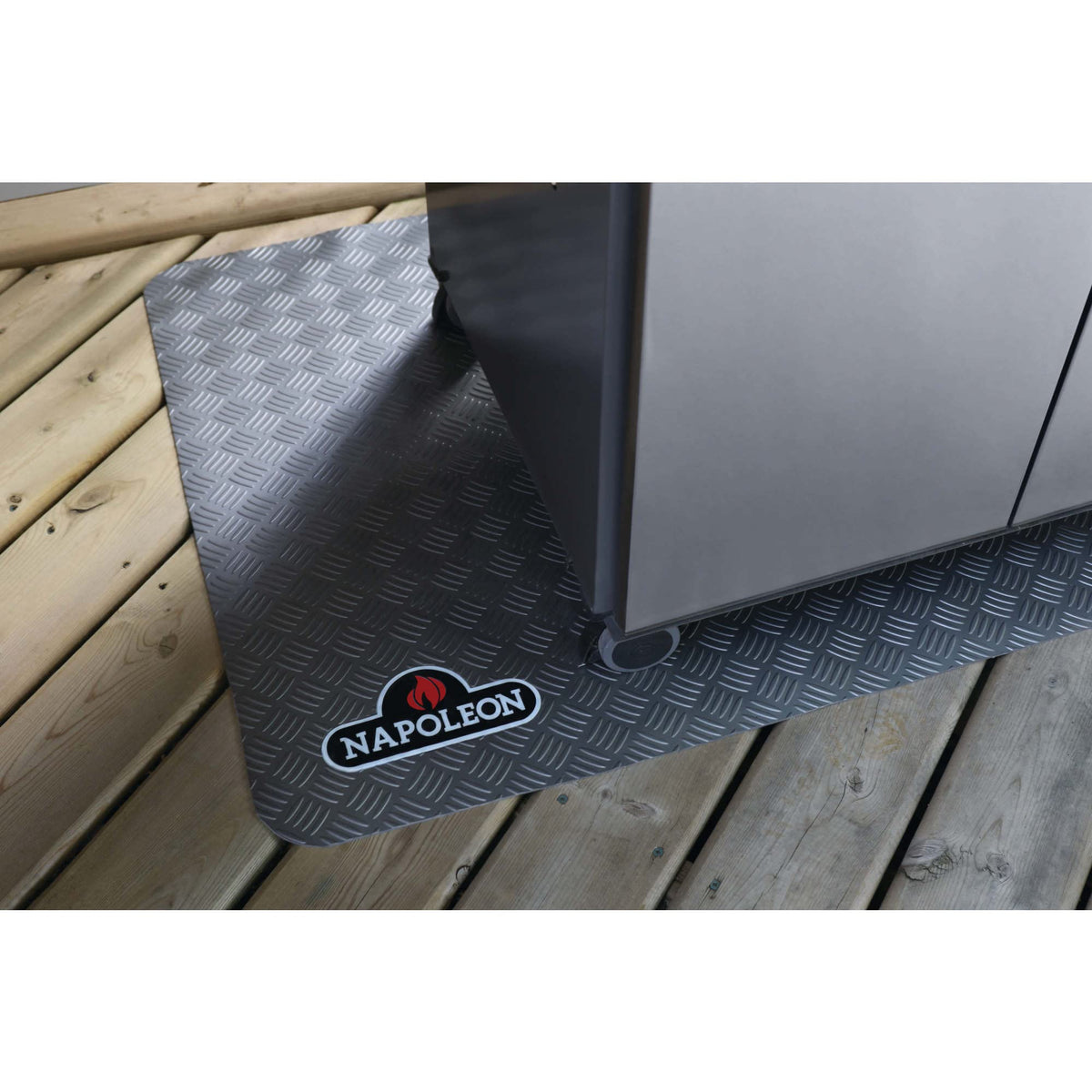 Napoleon Grill Mat gray non-slip surface adds safety during outdoor cooking