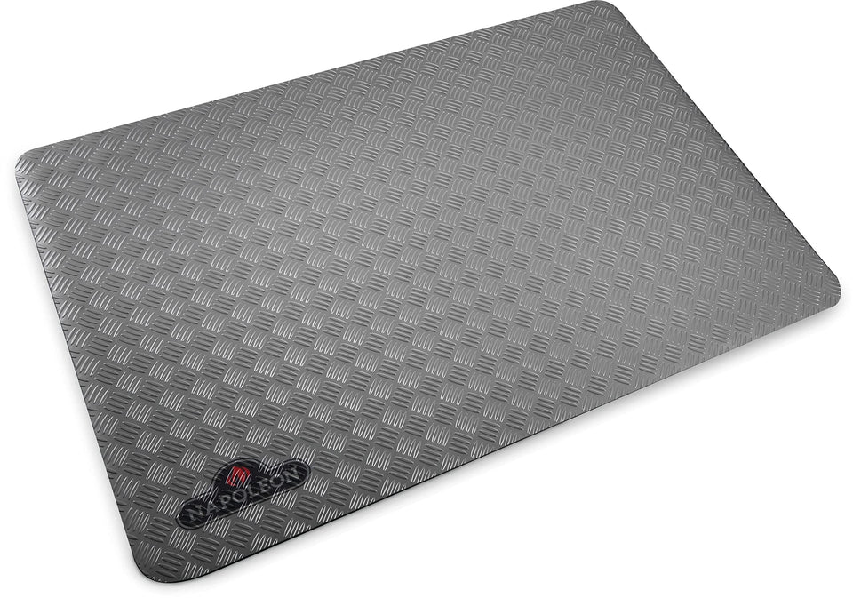 Napoleon Grill Mat under grill with diamond pattern protects deck from oil spills