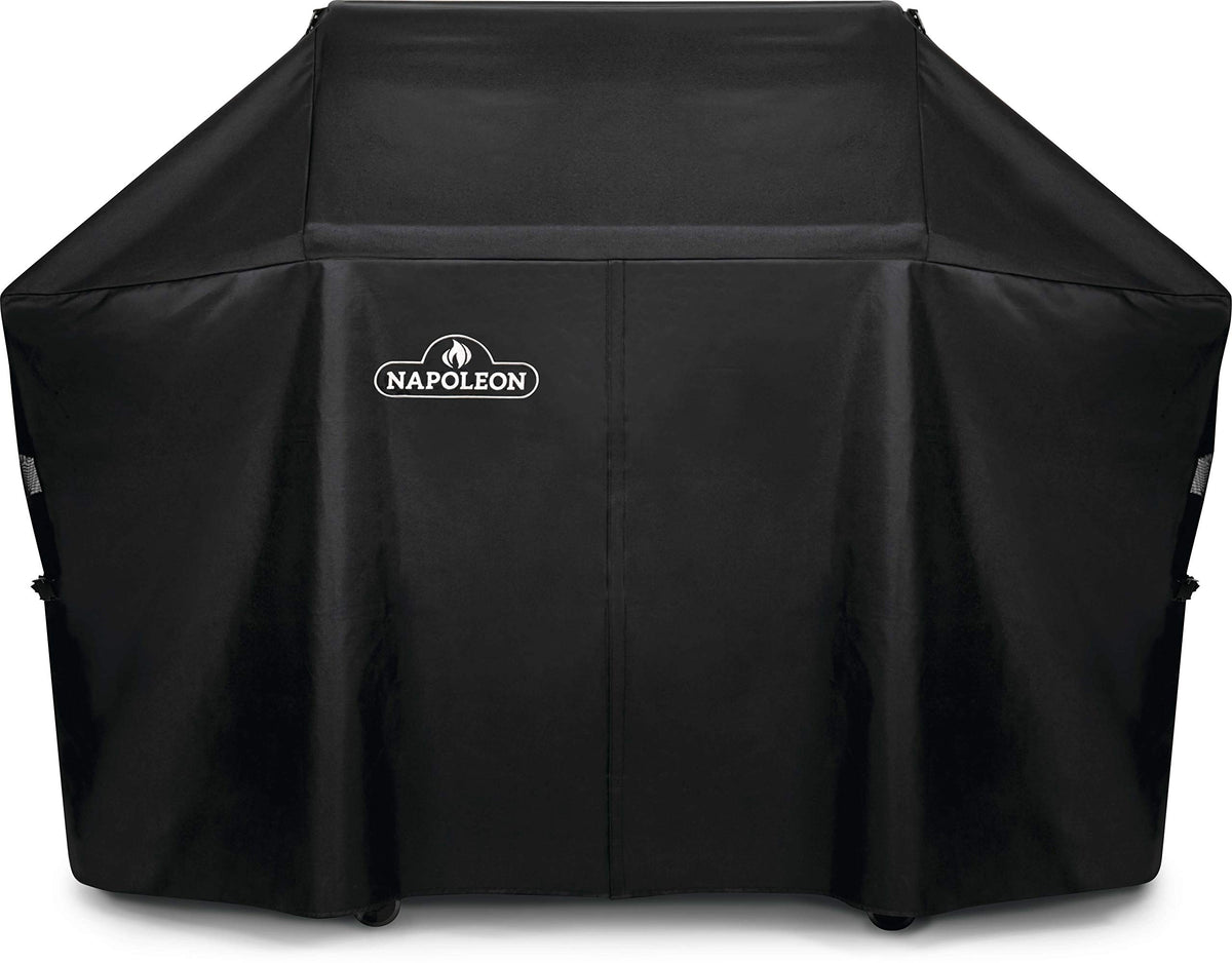 Napoleon Prestige 500 cover with air vents reduces mildew risk.