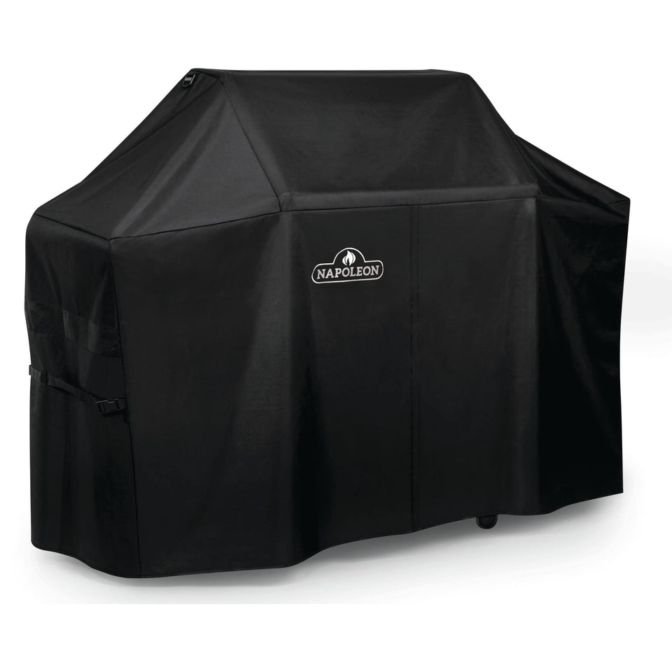 Napoleon Prestige PRO 500 grill cover in black provides all-season protection.