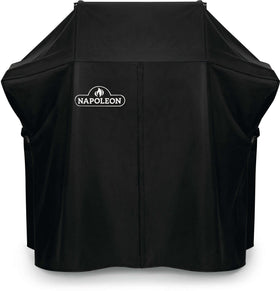 Napoleon Rogue 525 grill cover front view protects against weather and UV fade.