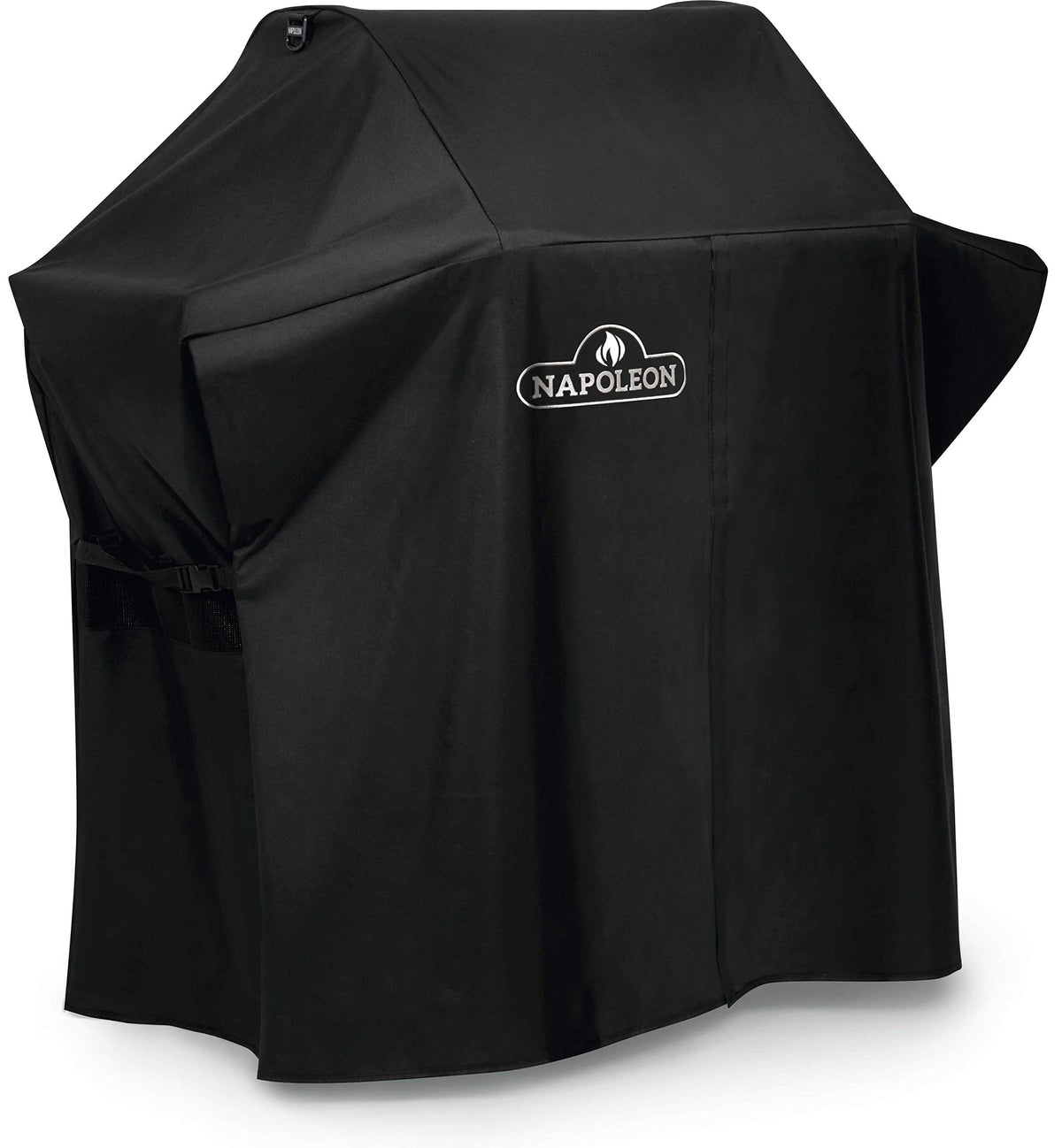 Napoleon Rogue 525 grill cover side view shows secure fit and buckles.
