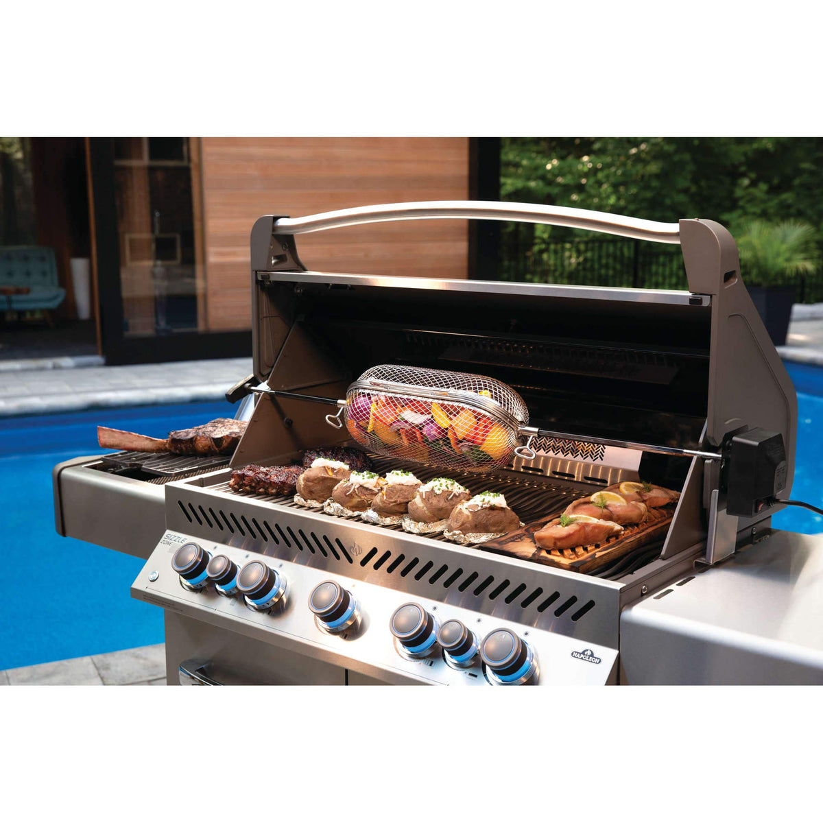 Napoleon rotisserie basket dishwasher-safe for easy cleaning