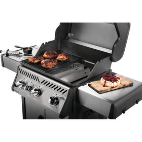 Napoleon smoker box works with Prestige PRO, Prestige, and Rogue grills.