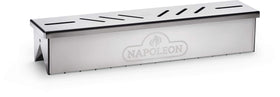 Napoleon smoker box stainless steel on grill adds smoky flavor to barbecue dishes.