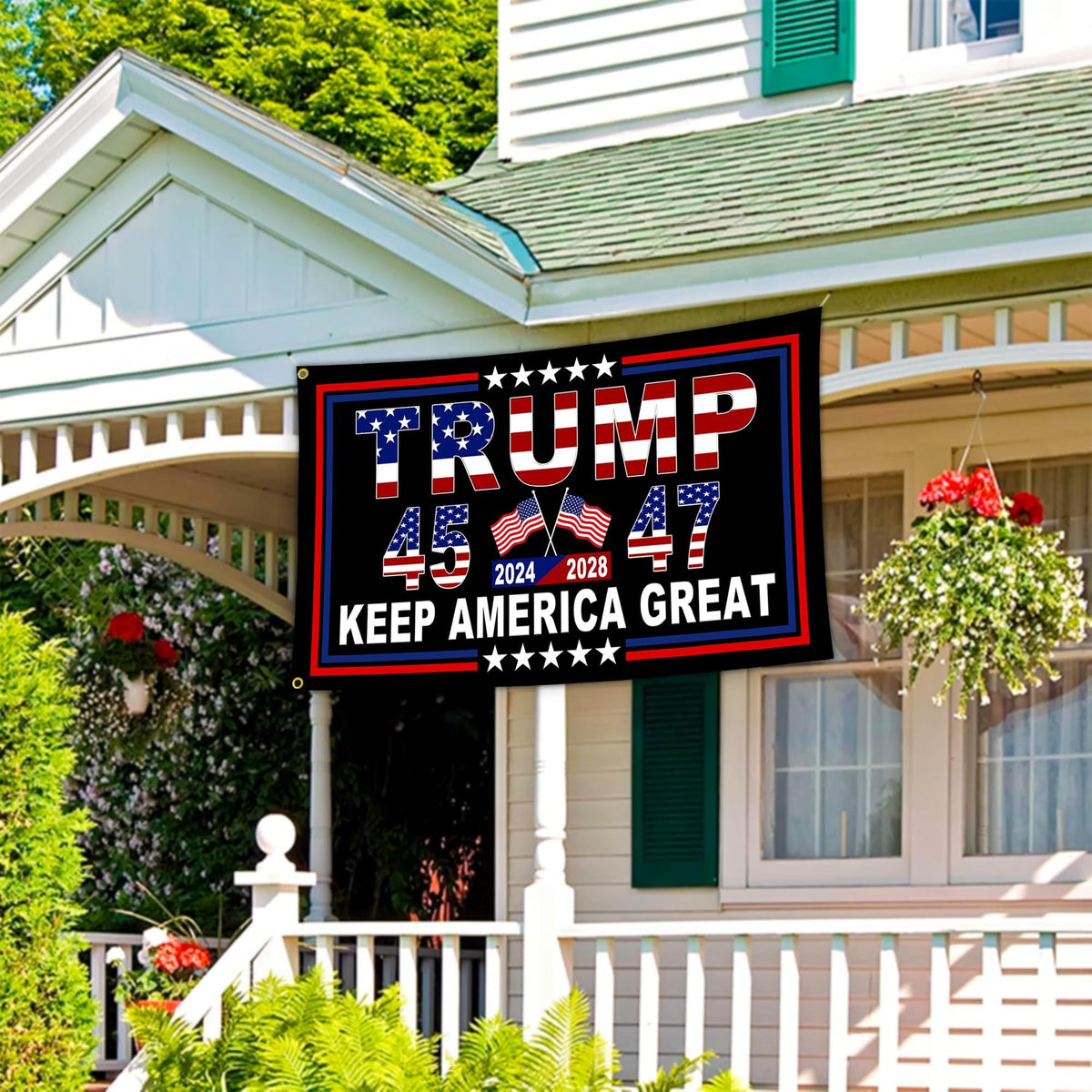 NASIAN patriotic flag in yard enhances garden decor with bold colors