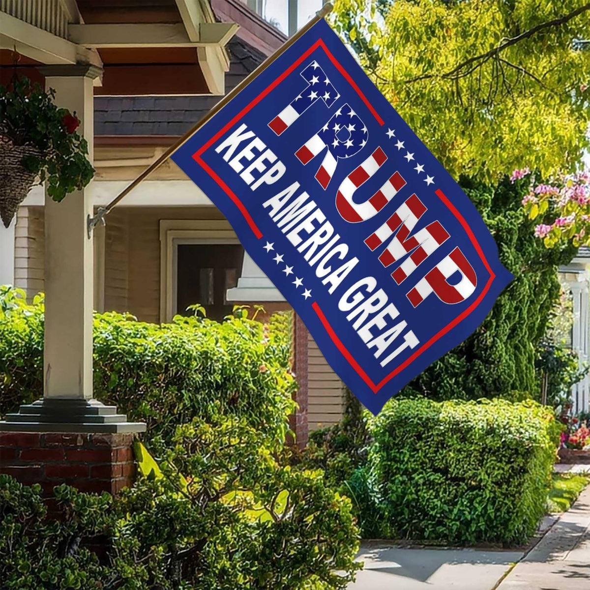 Durable polyester flag with waterproof, UV-resistant coating for lasting color.