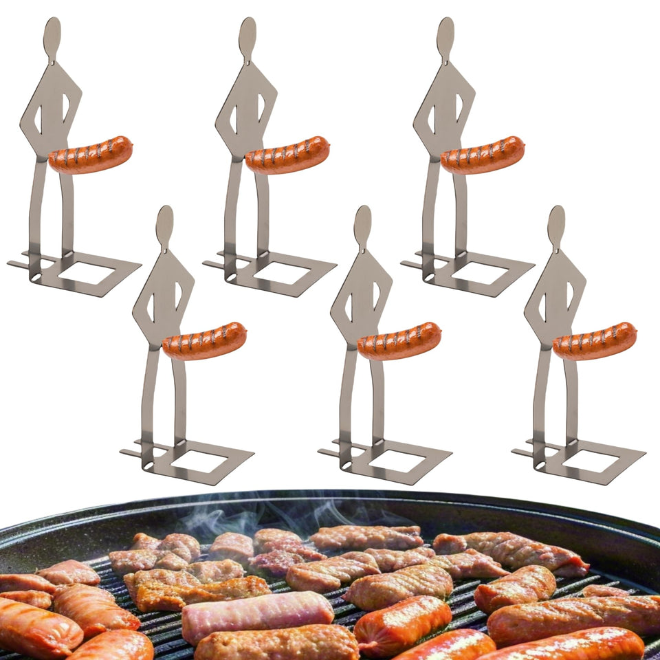 Natalieenati funny BBQ stand man hot dog holder front view for playful grilling