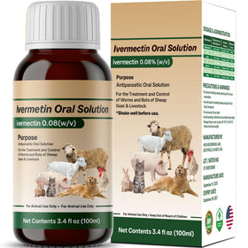 NateNight Ivermectin liquid bottle for sheep, supports easy on-farm dosing.