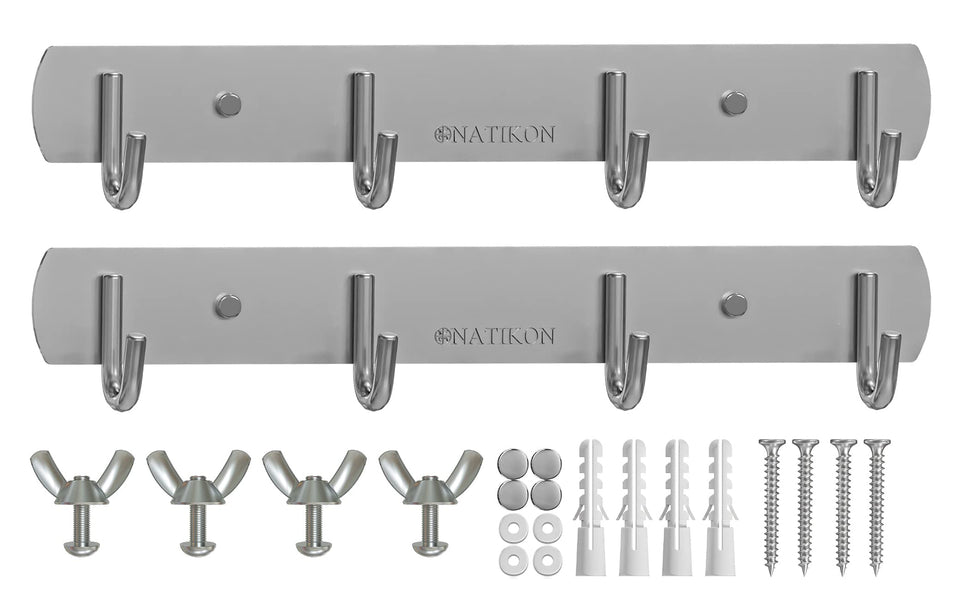 NATIKON heavy-duty stainless steel rack hanger for BBQ utensils—organizes tools indoors and outdoors.