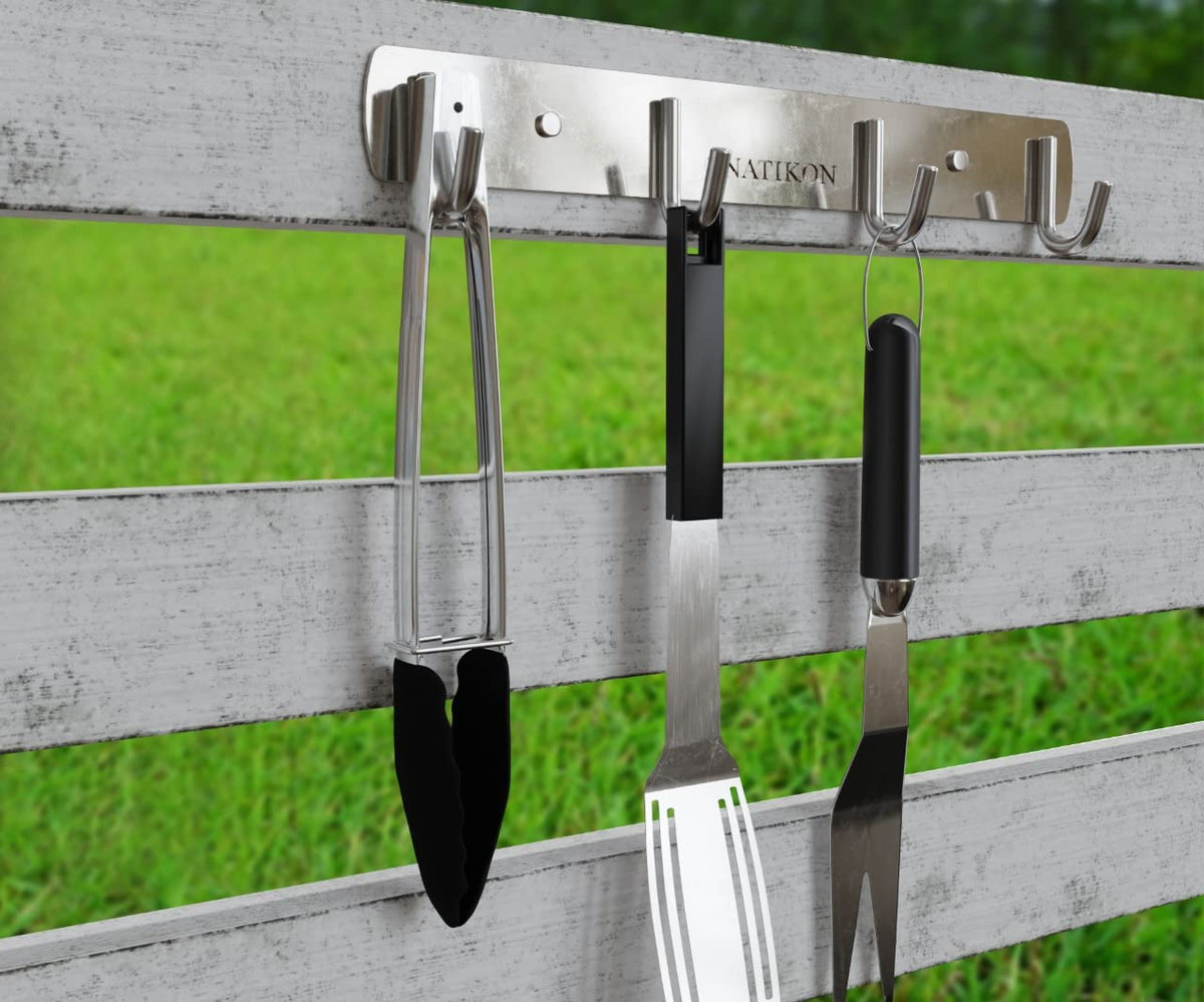 NATIKON outdoor grill organization rack—efficient storage beside the barbecue.