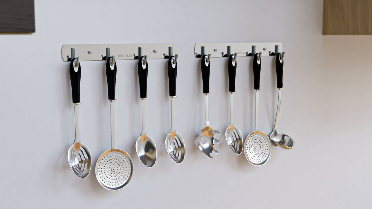 NATIKON stainless steel rack hanger closeup hooks—durable hooks suitable for grill tools.
