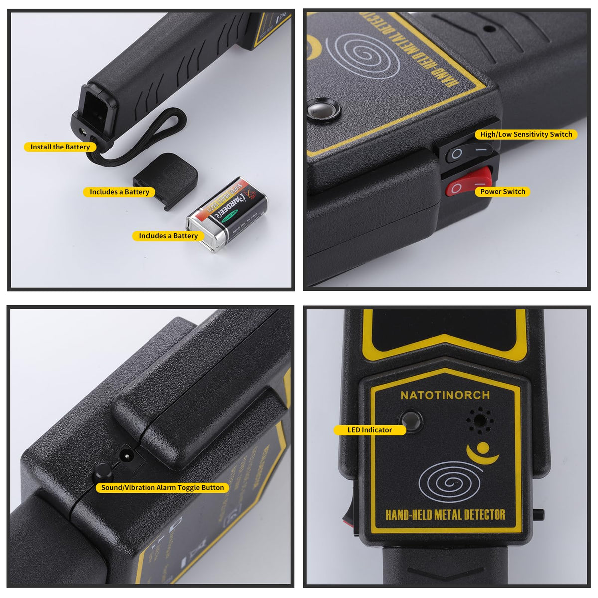 Natotinorch detector with adjustable sensitivity filters larger items effectively.