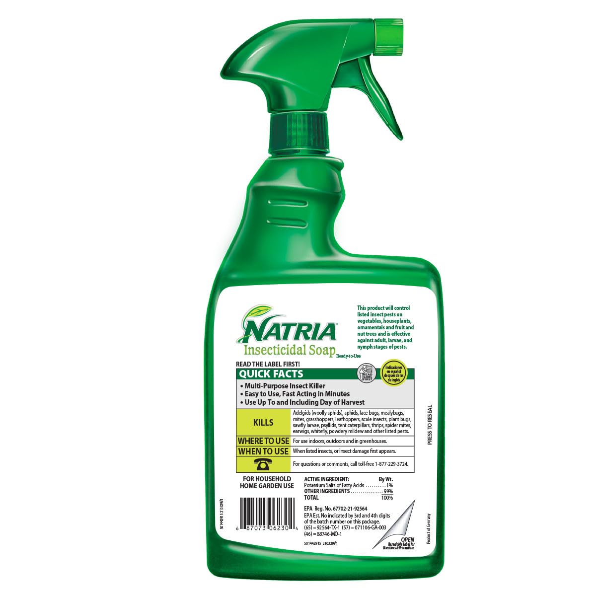 Natria insecticidal soap ideal for indoor and outdoor gardening.
