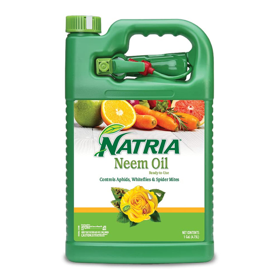 Natria Neem Oil Spray bottle ready for home gardening and pest protection.