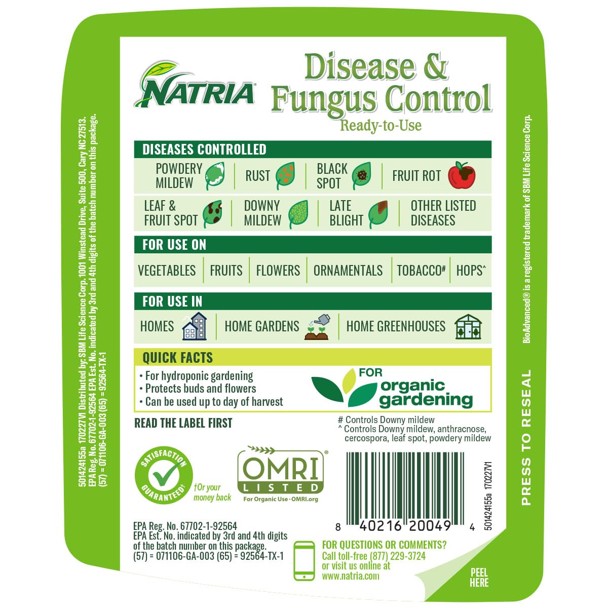 NATRIA supports healthy vegetables, fruits, and ornamentals with broad protection.