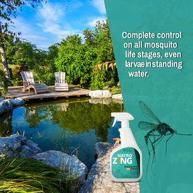 NatroZing spray used on a patio area with outdoor furniture.