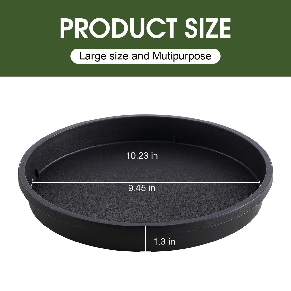 NATSUKY plant saucer 10-inch side depth shows ample space for spills