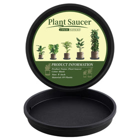 NATSUKY plant saucer 8inch round top view; sturdy PP tray catches drips for indoor plants.