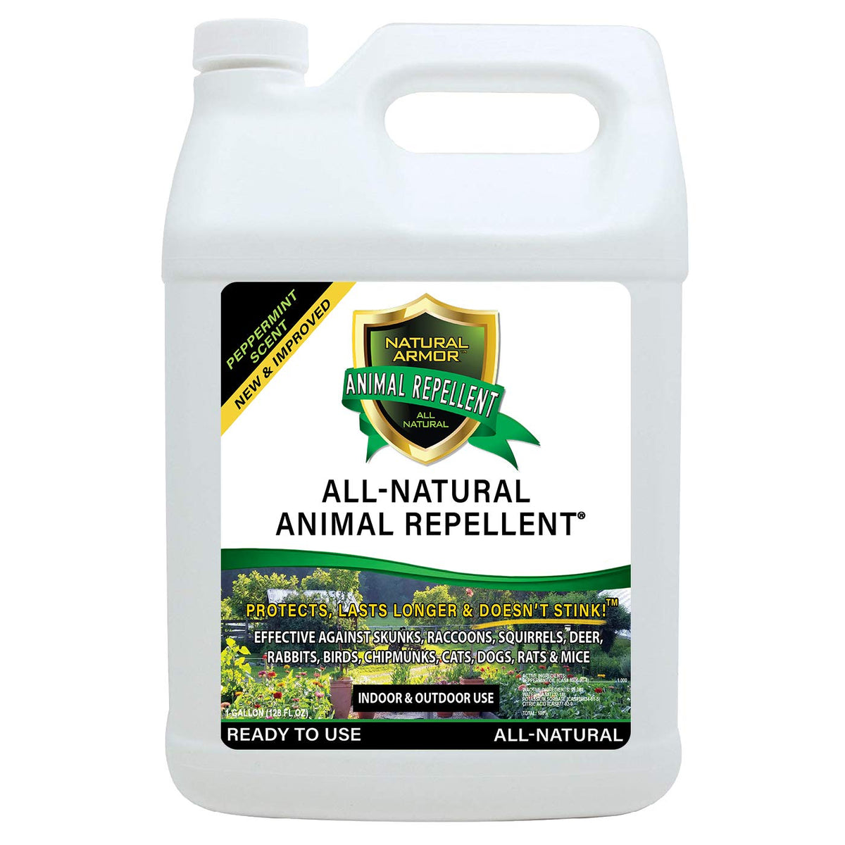 Natural Armor Animal and Rodent Repellent Spray bottle deters pests outdoors
