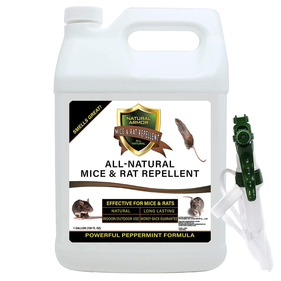Natural Armor mice rat repellent spray bottle for easy, mess-free protection indoors and outdoors.