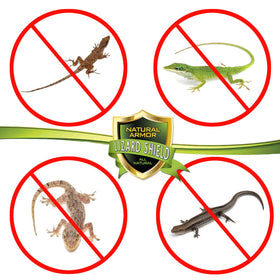 Natural Armor repellent spray near a garage door helps keep geckos away