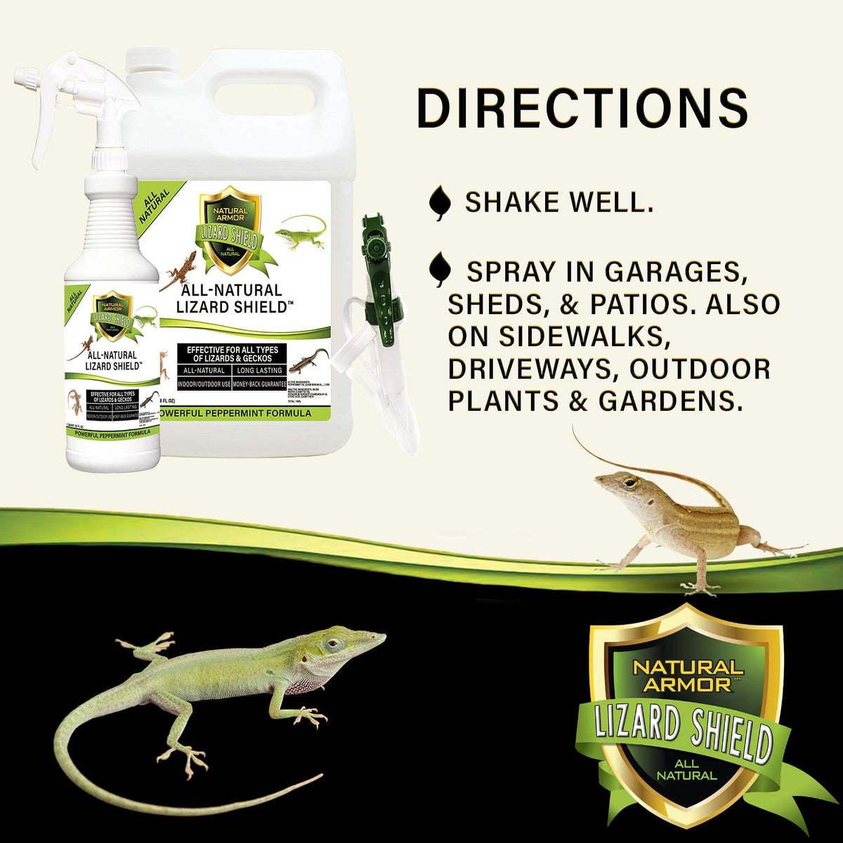 Lush plants receive Natural Armor spray to deter lizards from the garden