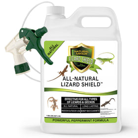 Natural Armor repellent spray beside a sidewalk deterring lizards and geckos