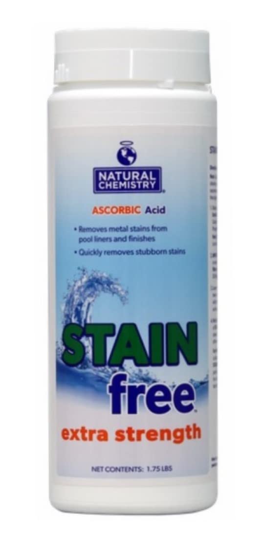 Natural Chemistry Extra Strength Stain Free bottle removes metal stains from pool liners
