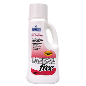 Natural Chemistry Metal Free 1L bottle indicating compatibility with pool surfaces