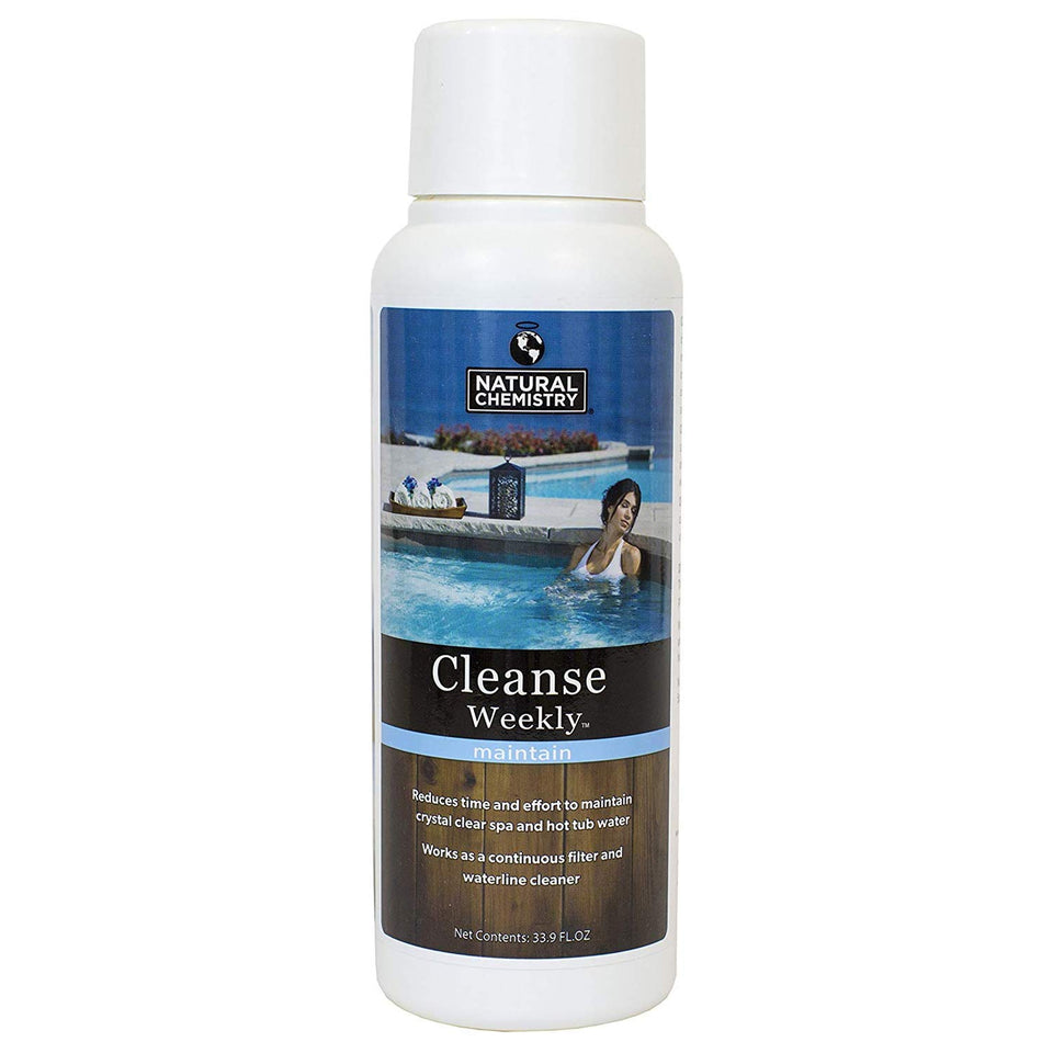 Natural Chemistry Spa Cleanse Weekly bottle, enzymatic clarifier promoting clearer spa water