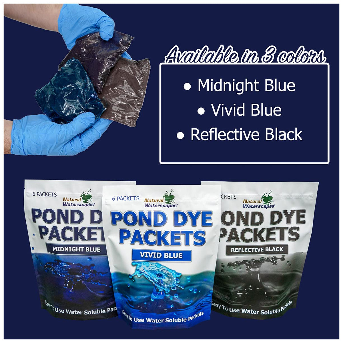 Natural Waterscapes blue tint visible in treated pond water
