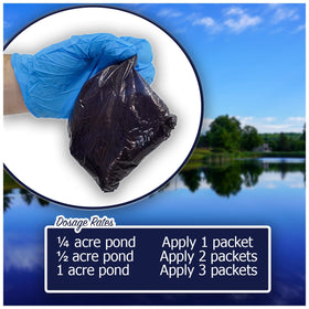 Natural Waterscapes Midnight Blue pond dye packets dispense evenly for uniform color.