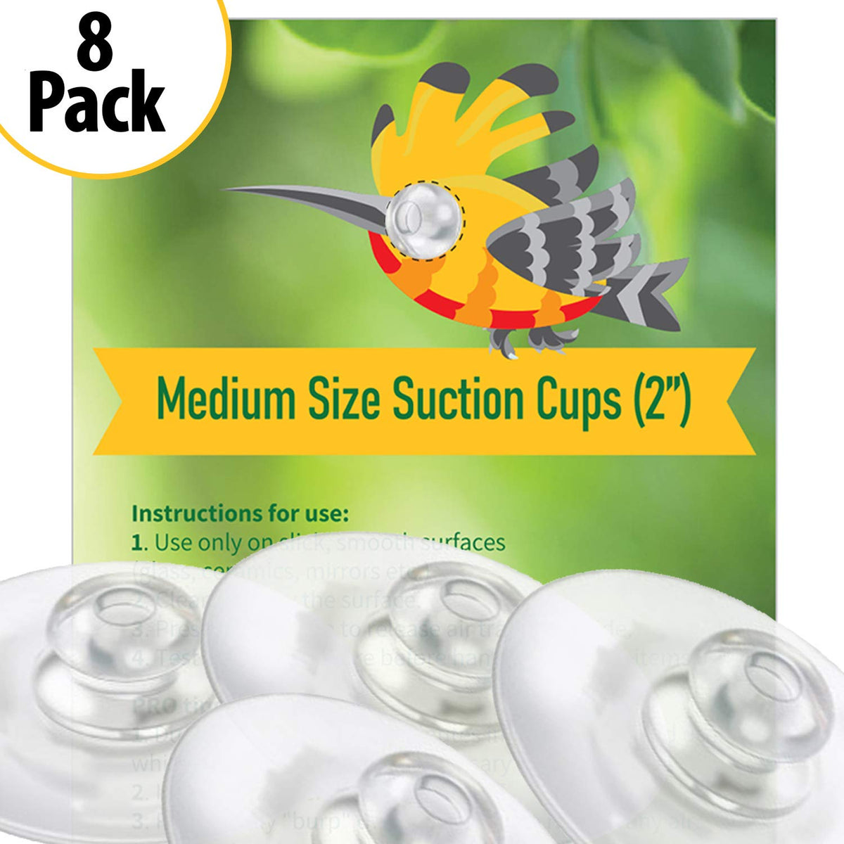 Nature Anywhere heavy-duty suction cups on a glossy bathroom window.