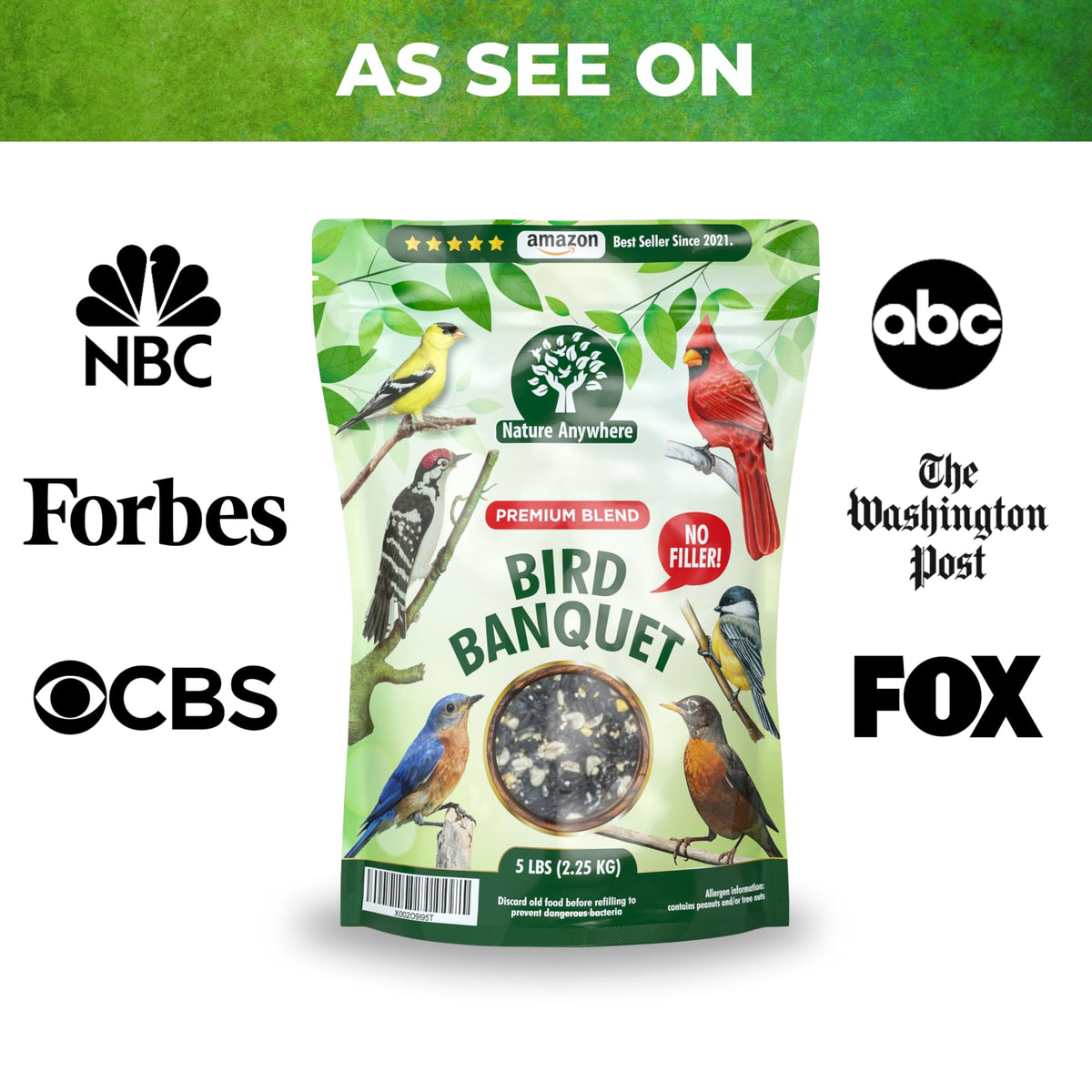 Nature Anywhere Made in USA seed blend with domestically grown ingredients.