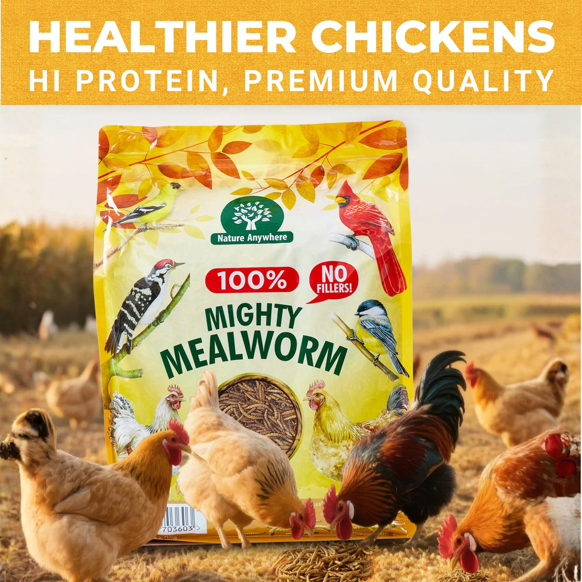 Nature Anywhere Mighty Mealworms no-odour sample shows clean handling and storage.