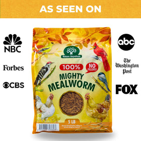 Nature Anywhere Mighty Mealworms resealable-bag storage benefits reduce waste and spoilage.