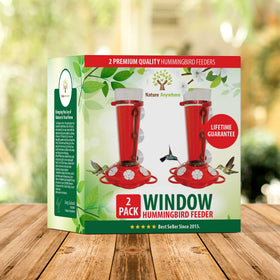 Nature Anywhere window hummingbird feeder features a no-leak design for mess-free feeding.