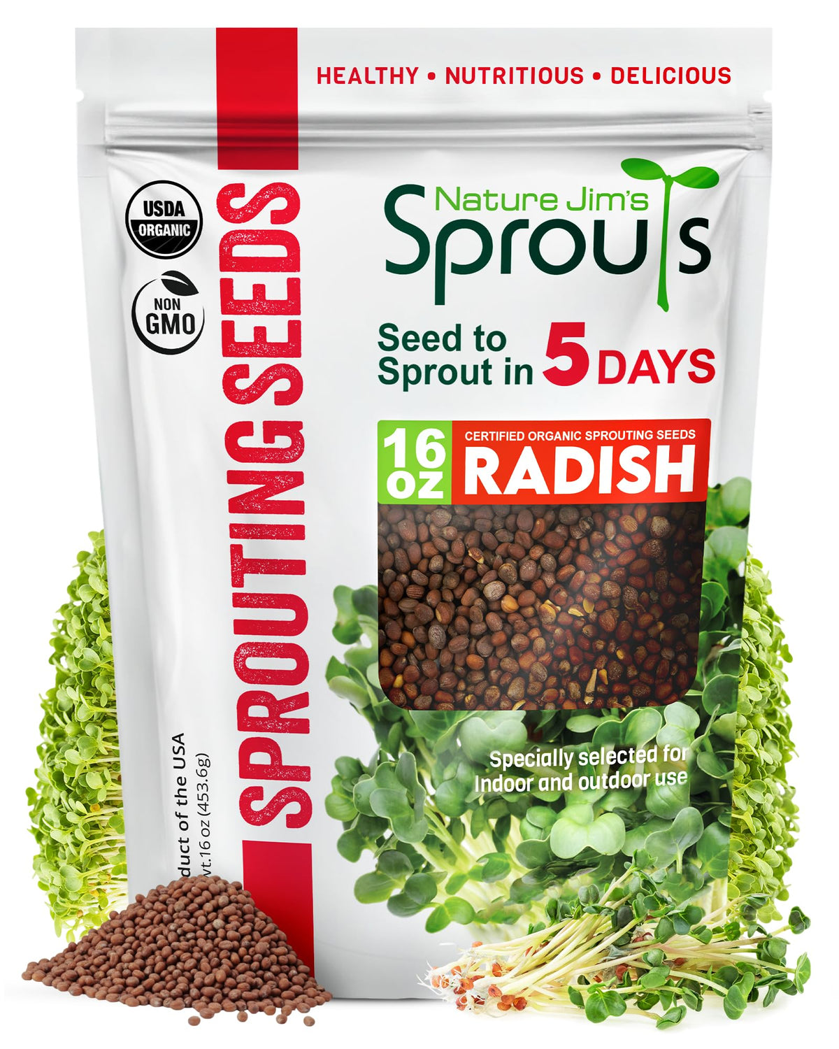 Nature Jims radish sprout seeds bag for quick home sprouts