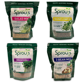 Nature Jim's Sprouts 3-Bean Seed Mix sprouts-ready image showing rapid germination.
