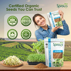 Nature Jims Sprouts non-GMO alfalfa seeds for organic home sprouting.