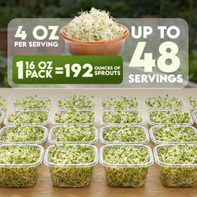 Nature Jims Sprouts resealable pouch preserves freshness for home sprouting.