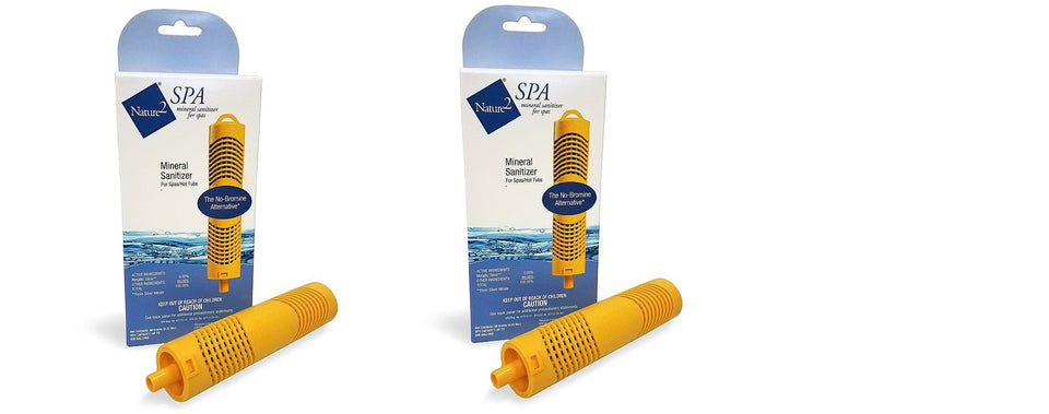 Nature2 Spa Mineral Sanitizer sticks in a 2-pack for clean, soft spa water with fewer chemicals.