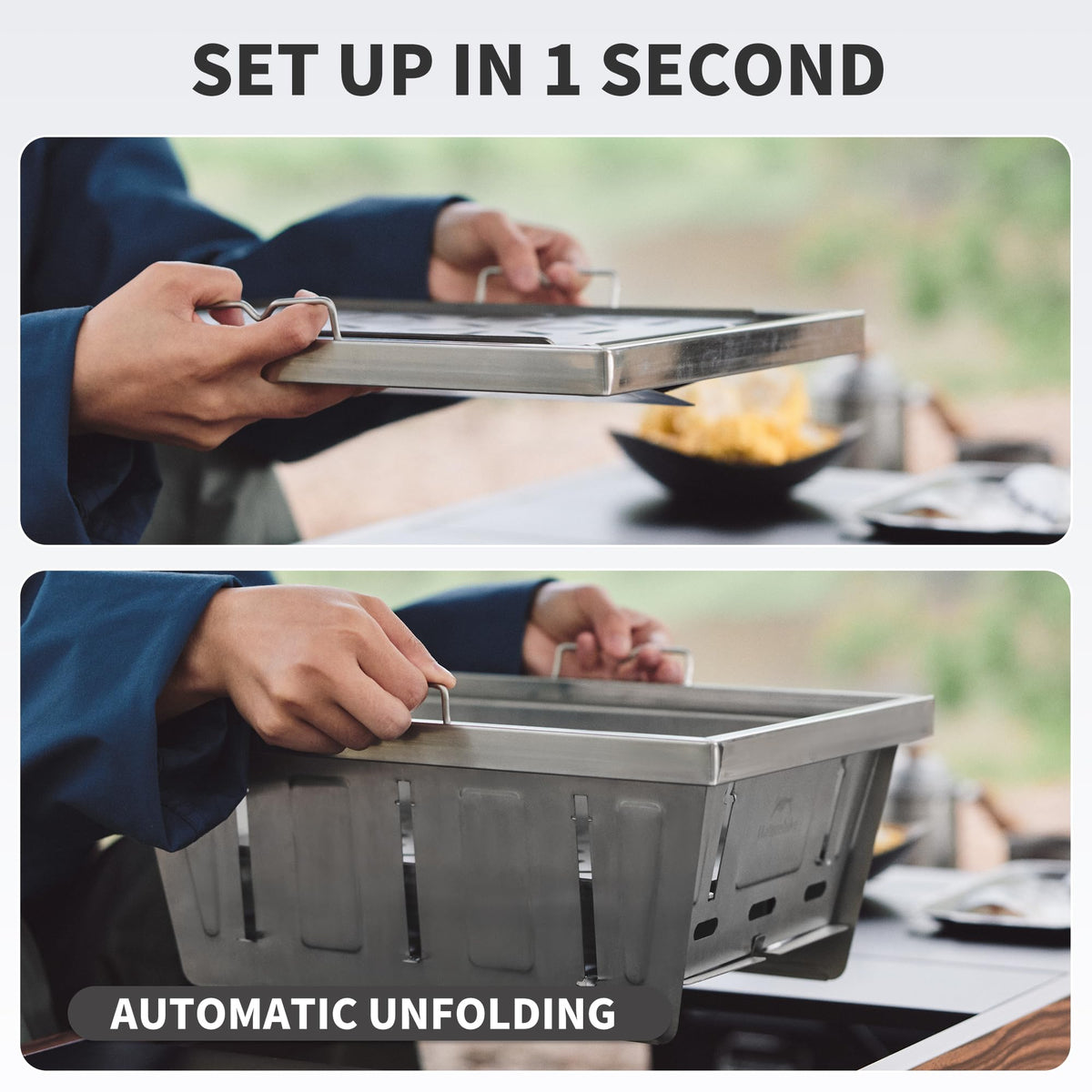 Naturehike charcoal grill with tongs and carry bag for convenient picnics