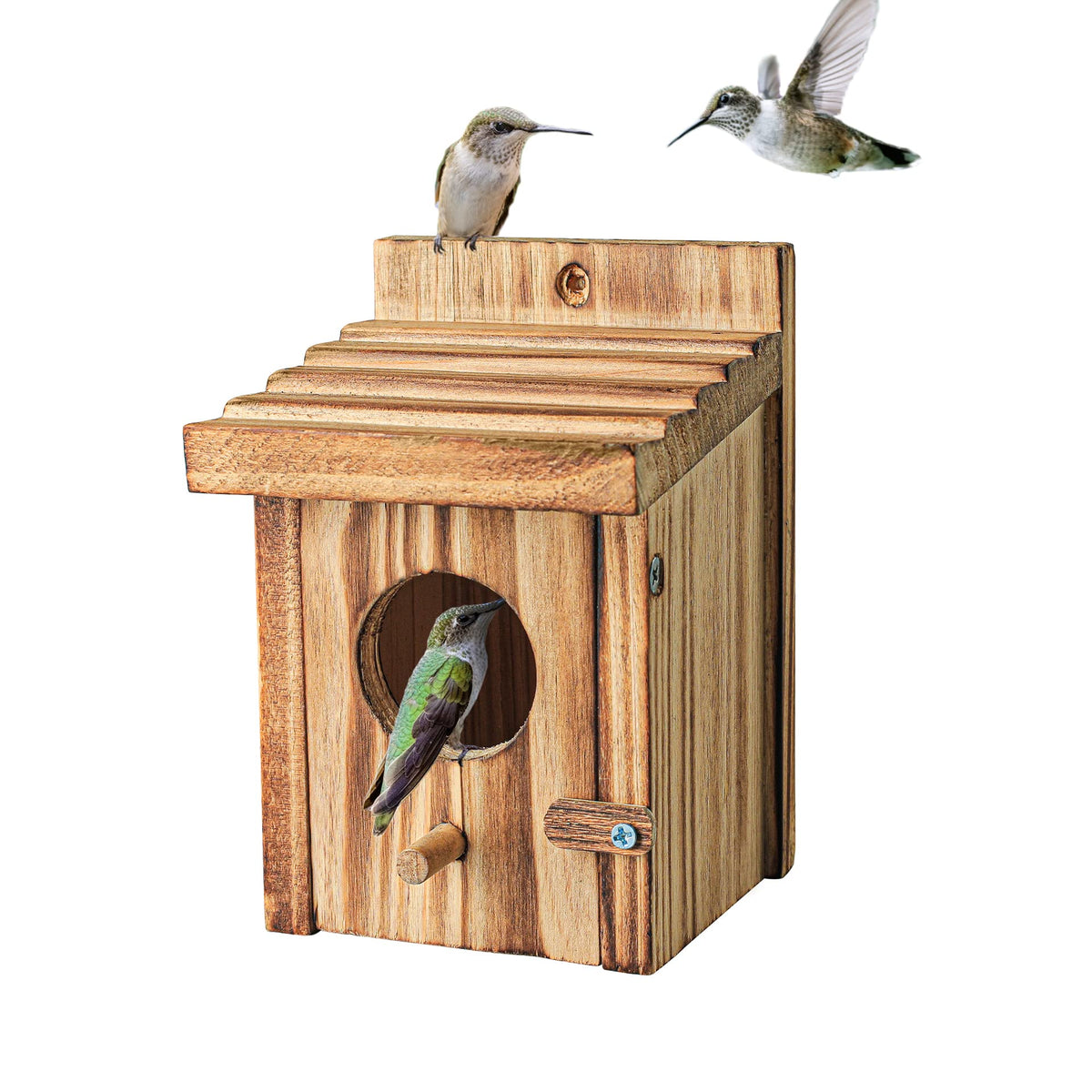 NATUREYLWL humming bird house hanging outdoors invites natural nesting.