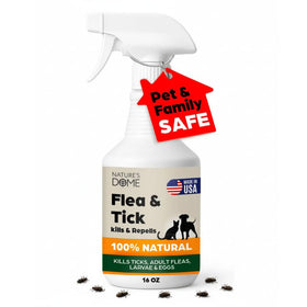 Nature's Dome flea and tick spray bottle for outdoor pest control on lawns