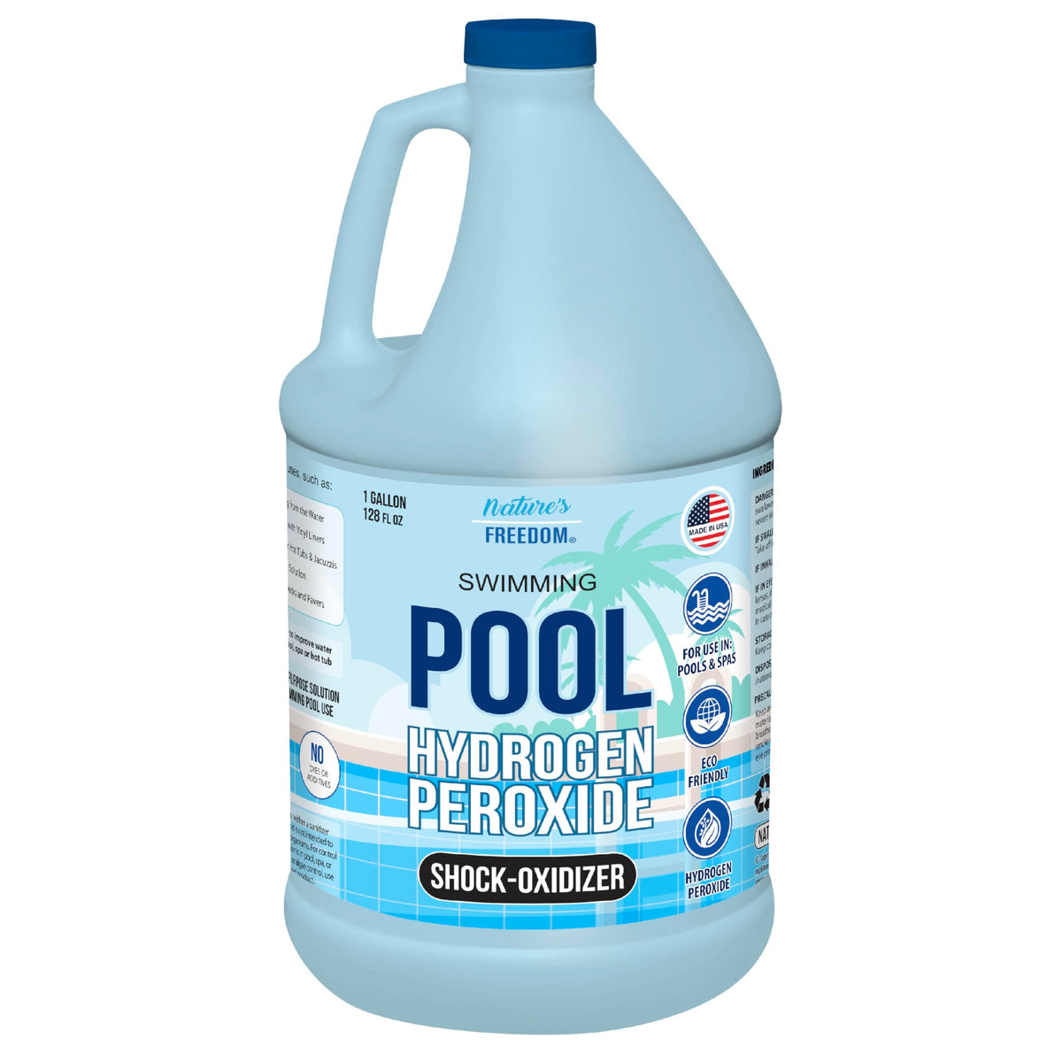 Nature's Freedom hydrogen peroxide pool oxidizer bottle for non-chlorine shock treatment