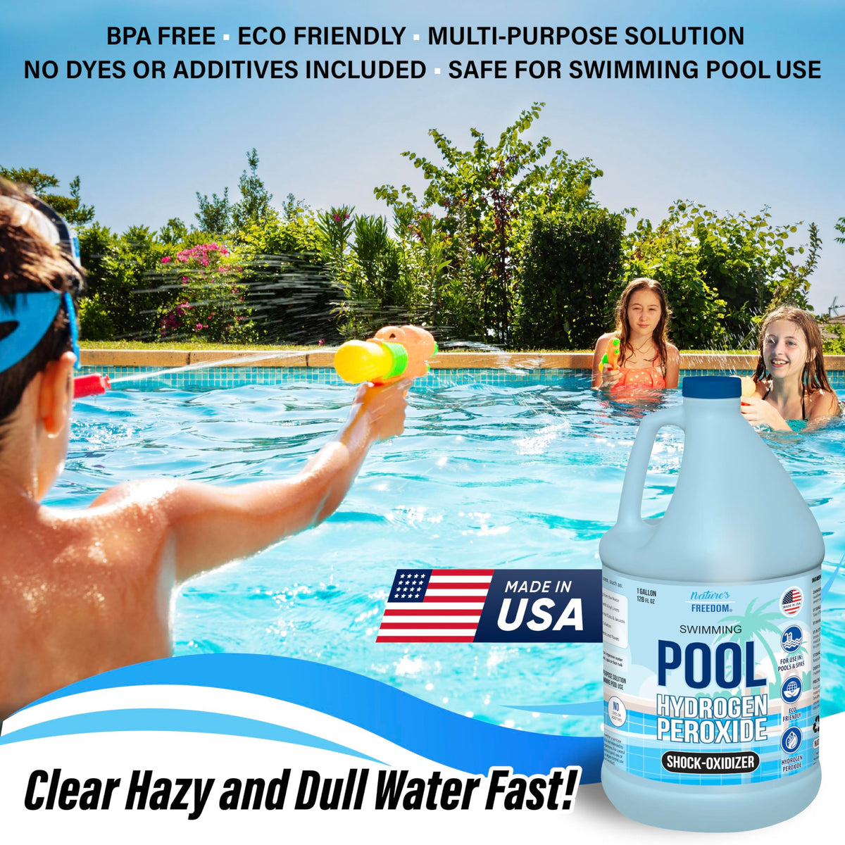 Nature's Freedom pool and spa clarity solution for sparkling water